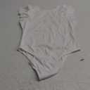 Missufe Women's Round Neck Ruffle Flutter Sleeve Slim Fit Ribbed Knit Casual Summer Bodysuit Tops (Large, White)