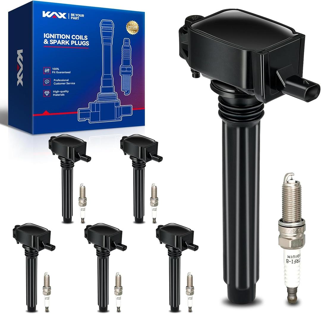 KAX OEM Performance 6-Pack Ignition Coils and Double Iridium Spark Plug Set Compatible with Jeep Grand Cherokee Wrangler Grand Caravan Chrysler Town and Country Dodge Charger Durango Challenger, UF648