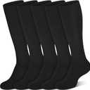 Warm Winter Knee High Socks for Women Thermal Cotton Boot Socks Black Long Thick Leg Warmers for Running Hiking Work (One Size, 02-5 Black)