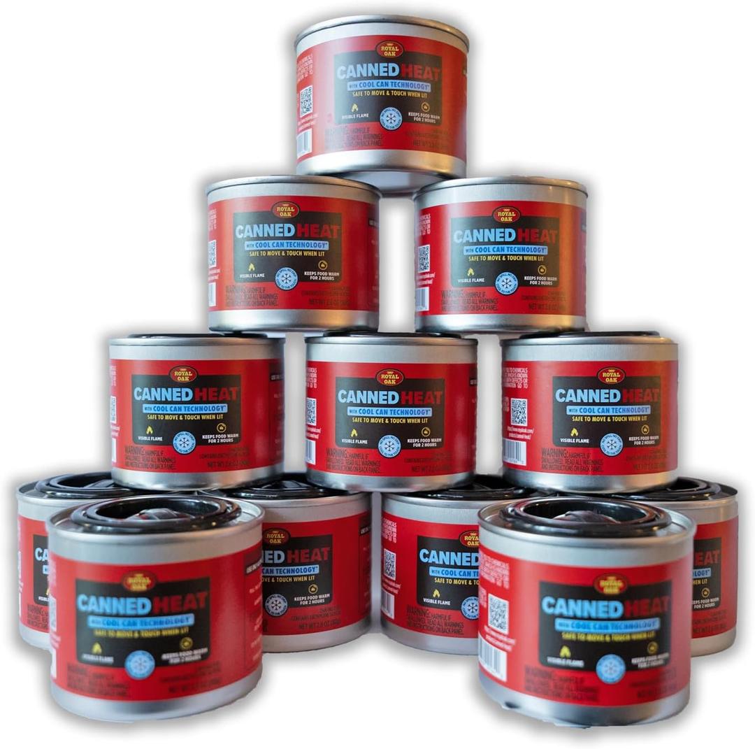 Royal Oak Canned Heat 12 Pack 2 Hour Chafing Fuel, Easy Open, Resealable, Non-Drip, for Food, Burners for Chafing Dishes, Buffet Burners, Parties, Weddings, BBQs
