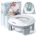 Orzbow Portable Potty Training Toilet, Travel Potty Seat for Toddler Boys Girls with Splash Guard, Potty Training Essentials, Foldable, Includes Free Travel Bag and 40 Liners, Indoor/Outdoor Use, Grey