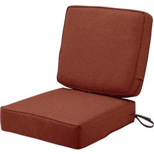 Classic Accessories Montlake Water-Resistant 25 x 25 x 5 Inch (seat)/25 x 22 x 4 Inch (back) Patio Cushion Set, Heather Henna Red, Chaise Lounge Cushions Outdoor