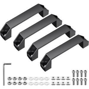 JiGiU 4-Pack 3030 Aluminum Handle Aluminium Alloy Handles Rectangular Industrial Pull Handle 120mm Hole Distance for 30 Series European Standard Aluminum Extrusion Profile -Black