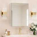 HABIUBIU 20 x 26 Inch Medicine Cabinet with Mirror, Bathroom Mirror Cabinet with Adjustable Shelves, Aluminum Silver Medicine Cabinets for Bathroom, Recessed or Wall Mounted Medicine Cabinets