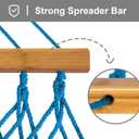 SUNCREAT Polyester Rope Hammock with Bamboo Spreader Bar, Carrying Bag, 450 lbs Capacity, Two Person Hammock with Tree Hooks, Blue