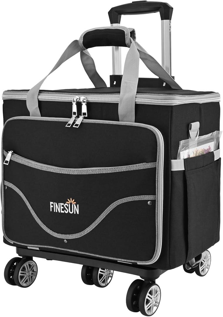 Rolling Tote Bag for Women Teacher Bag Rolling Cart Briefcase with Wheels Carry on Wheeled Bag for Work,Office,Craft Black