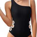 Girls One Piece Swimsuits Cut Out Adjustable Strap Slower Bathing Suit Cute One Shoulder Swimwear Black 7-8 Years