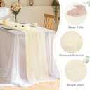 Pearl Table Runner 29 x 120 Inch Beige Tulle Fabric Lace Table Runners Boho Rustic Table Runners for Bridal Shower Birthday Party Wedding Arch Aisle Veil Dessert Table Decor(Beige)