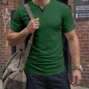 Dokotoo Men Mens Henley Shirts Short Sleeve Summer Casual V Neck Cotton Tee Shirts (L)