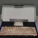 EWEADN Wired Typewriter keyboard and Mouse Combo, Typewriter Style Mechanical Gaming Keyboard,104 Keys Backlit LED Keyboards, Media Control Knob, Wired Keyboard Pink Switch for Windows/Mac/PC-Pink