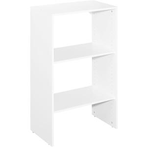 ClosetMaid SuiteSymphony Wood Shelf Unit, 2 Shelves, Adjustable, for Storage, Closet, Clothes, Shoes, Décor, TV, Books, Pure White