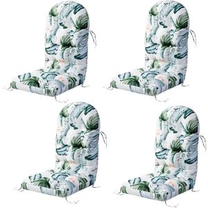 Adirondack Chair Cushion Set of 4, Rocking Chair Cushions, High Back Patio Cushions, Thickened Weather Resistant Patio Cushion with 6 Ties, Non Slip Fade & Waterproof (Hawaii White)
