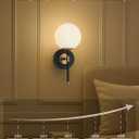 MSTETO Battery Operated Globe Wall Sconce, Black & Gold Wireless Wall Light with Remote Control, Rechargeable 3 Color Stepless Dimming Modern Wall Decor Lamp for Bedroom Living Room Hallway