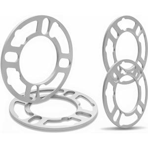 4 Pack Universal Wheel Spacers, 1/5" (5mm) Thick Die Cast Replacement Wheel Spacer for 4 & 5 Lugs Wheels/Rims, Fits 98 to 120mm Multiple Bolts Pattern, 4x100, 4x108, 4x110, 5x114.3, 5x120 (Silver)