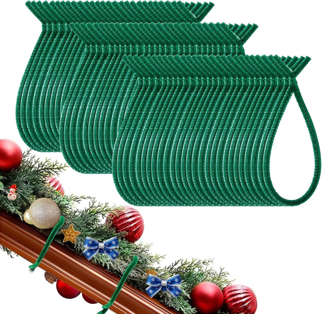 2 x 200PCS Christmas Garland Ties for Banister,15.7in Flexible Adjustable Holiday Garland Ties Green for Xmas Stair Home Decor Craft