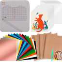 HTVRONT Heat Press Accessories - 55 Pack Supplies for 15x15 Machine, T-Shirt Heat Press Starter Kit with Vinyl & Sublimation Bundle, Tools & Mat