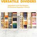 Bamboo Drawer Dividers Adjustable Expandable Drawer Organizer, 6-Pack Bamboo Separators for Kitchen, Dresser, Clothes, Utensils & Home Organization