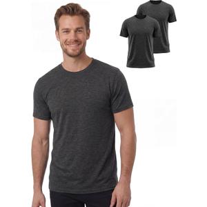 SUNCHIRI Merino Wool Shirts for Men 2 Pack, Lightweight Wool Base Layer, Short Sleeve Crewneck Undershirt (Darkgrey, M)