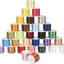 PH PandaHall 328 Yards 2mm Satin Nylon Trim Cord 328 Yards Rattail Silk Cord Bracelet String Beading String for Necklace Macrame Friendship Bracelet Chinese Knot Dream Catchers Braid Hair (30 Colors (328yards))
