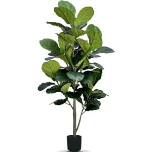 5ft Artificial Fiddle Leaf Fig Tree, Large Artificial Floor Plants Indoor, Tall Faux Plants UV-Resistant Outdoor Tree with Realistic Leaves for Home Office Living Room Decor