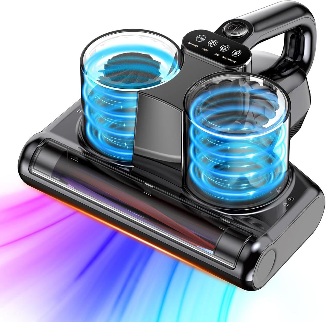 Mattress Vacuum Cleaner 5 in 1 Bed Vacuum Cleaner with 16Kpa Suction 253.7nm UV-C Light, HEPA Filtration, Ultrasonic, High Heating, 30000Rpm/Min Rotation , Replacement Filter Included, 500W, Corded (Dark Gray)