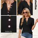 Summer Tops for Women 2026 Trendy Dressy Casual Blouse Puff Short Sleeve Shirts Knit Henley V Neck T Shirt Tunic