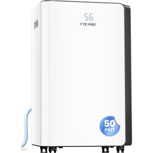 4500Sq.Ft Large Dehumidifier, 50Pint Dehumidifiers for Home, Quiet Whole House Dehumidifier for Basement, Bedroom and Bathroom, with Drain Hose, Water Full Alert, Digital Display (white)