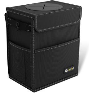 K KNODEL 2 Gallon Black Leak-Proof Waterproof Car Trash Can with Lid (Medium)