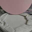 VASAGLE Small Round Side End Table, Modern Nightstand with Fabric Basket, Cement Gray and Cream White ULET223G49