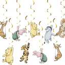 18Pcs Winnie Baby Shower Decorations Classic Pooh Hanging Decorations Swirls for Birthday Supplies Oh Baby Party Deocration