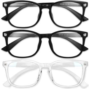 Gaoye Stylish Blue Light Glasses for Woman - Computer Glasses 99% Blue Light Blocking - Lightweight TR90 Frames - 3 pack (A3-light Black+matte Black+transparent)
