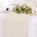 Cream Cheesecloth Table Runner 13.3FT Rustic Sheer Gauze Table Runners 157 Inch Boho Cheese Cloth Table Decorations for Wedding Party Bridal Baby Shower Birthday Home Decor