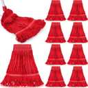 Nuogo 10 Pcs Commercial Mop Head Replacement Floor Cleaning Wet Heavy Duty Commercial Mop Refills General Cleaning(27.6 Inch,Red)