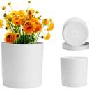 6 Inch White Planter for Plants with Drainage Hole and Seamless Saucers