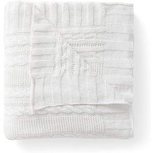 Throw, Soft & Cozy Cotton Blanket, Cable Knit Home Decor (Dublin White, 50" x 70")
