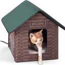 K&H Pet Products Heated Outdoor Cat House for Outside Pets in Winter, Weatherproof Outdoor House for Ferals, Insulated Kitty Shelter, 2 Doors, Waterproof Heated Cat Bed, Safety Listed - Log Cabin 20W