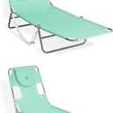 Ostrich Lightweight Portable Chaise Folding Sunbathing Poolside Beach Chair with Outdoor Adjustable Recliner Lounge Pool Chair, Teal