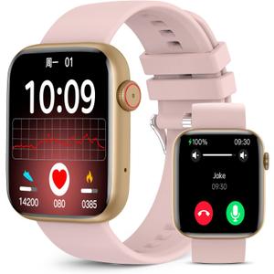 Smart Watch for Women, 1.85" GPS Watcher with 120+ Sports Modes, Blood Pressure/Blood Oxygen/Heart Rate/Sleep Monitor, IP67 Waterproof Smartwatch for Android iOS (Pink)