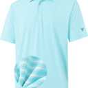 M MAELREG Golf Polo Shirts for Men Stripe Performance Moisture Wicking Dry Fit Collared Mens Polo Shirts Short Sleeve (Blue, XL)