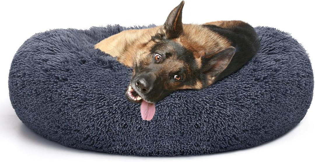 MIXJOY Orthopedic Dog Bed Comfortable Donut Cuddler Round Dog Bed Ultra Soft Washable Dog and Cat Cushion Bed (20''/23''/30''/36'') (36''x36'', Grey-Blue)