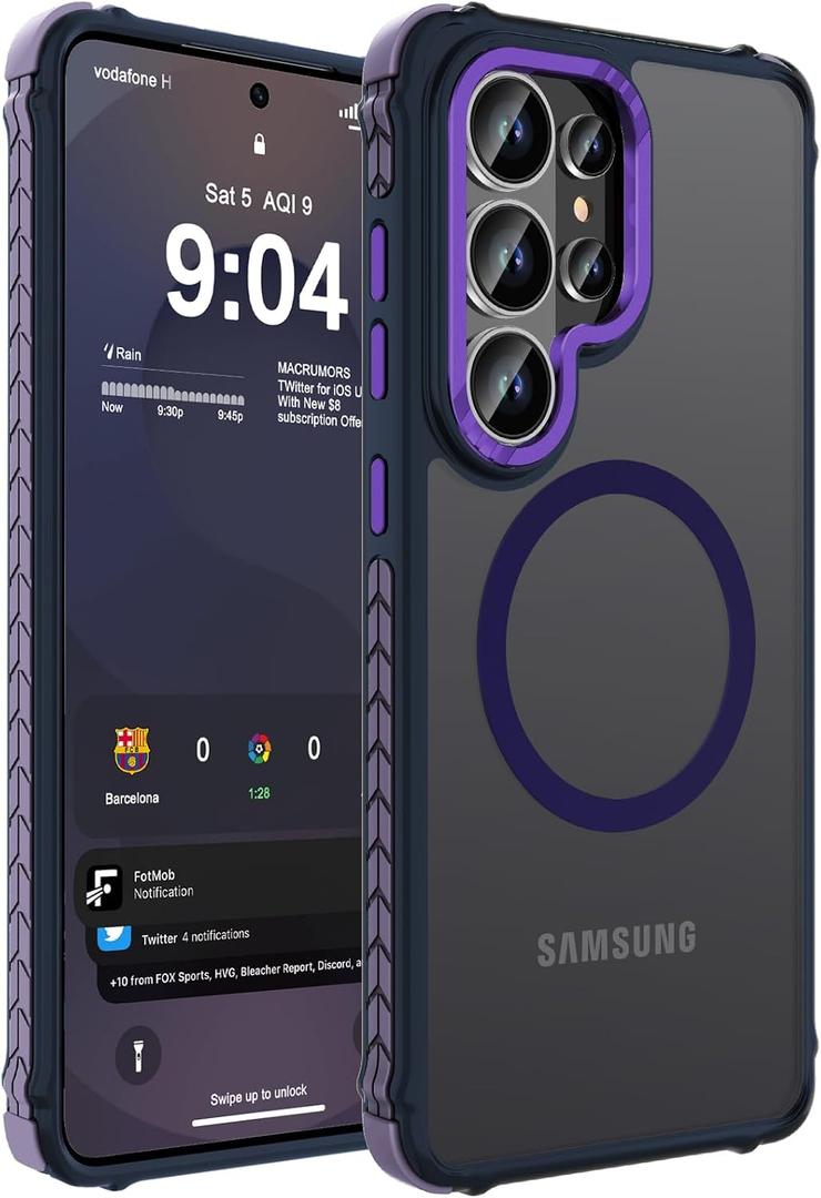 DEERLAMN Strong Magnetic Case for Samsung Galaxy S26 Ultra 6.9-Inch,[Compatible with Magsafe][Military Grade Drop Protection] Translucent Matte Shockproof Protective Phone Cover, Frosted Purple