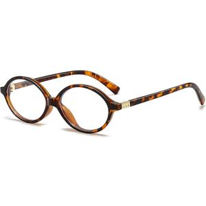 Oval Retro Blue Light Blocking Glasses for Women Men Vintage Fashion 90s Small Face Computer Screen Gaming TV Phones Anti Eyestrain & UV Glare Glasses Non-prescription (1 Pack of Leopard)