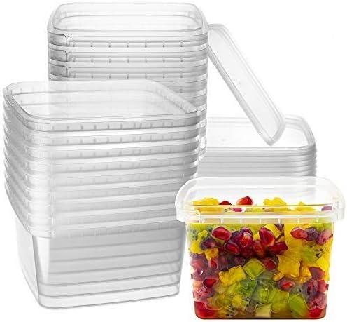 NYHI 16 oz. 20 Pack Square Clear Deli Containers with Lids Disposable BPA Free Square Plastic Food Storage Containers with Lids Airtight for Meal Prep Take Out Kitchen