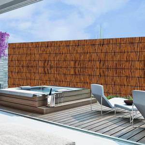 PAKNANO 2 Pack Natural Reed Fencing, 2.6FT X 6.6T Reed Screen Balcony Reed Fence Bamboo Screen Fencing for Outdoor Backyard Patio（Brown）