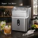 Kismile Nugget Ice Maker Countertop, Sonic Ice Maker with 35Lbs/24H, First Ice in 7 Mins, 1.2L Water Tank, Ice Basket Holds 2.2Lbs, Self-Cleaning Pebble Ice Machine for Home Kitchen Office Bar(Silver)