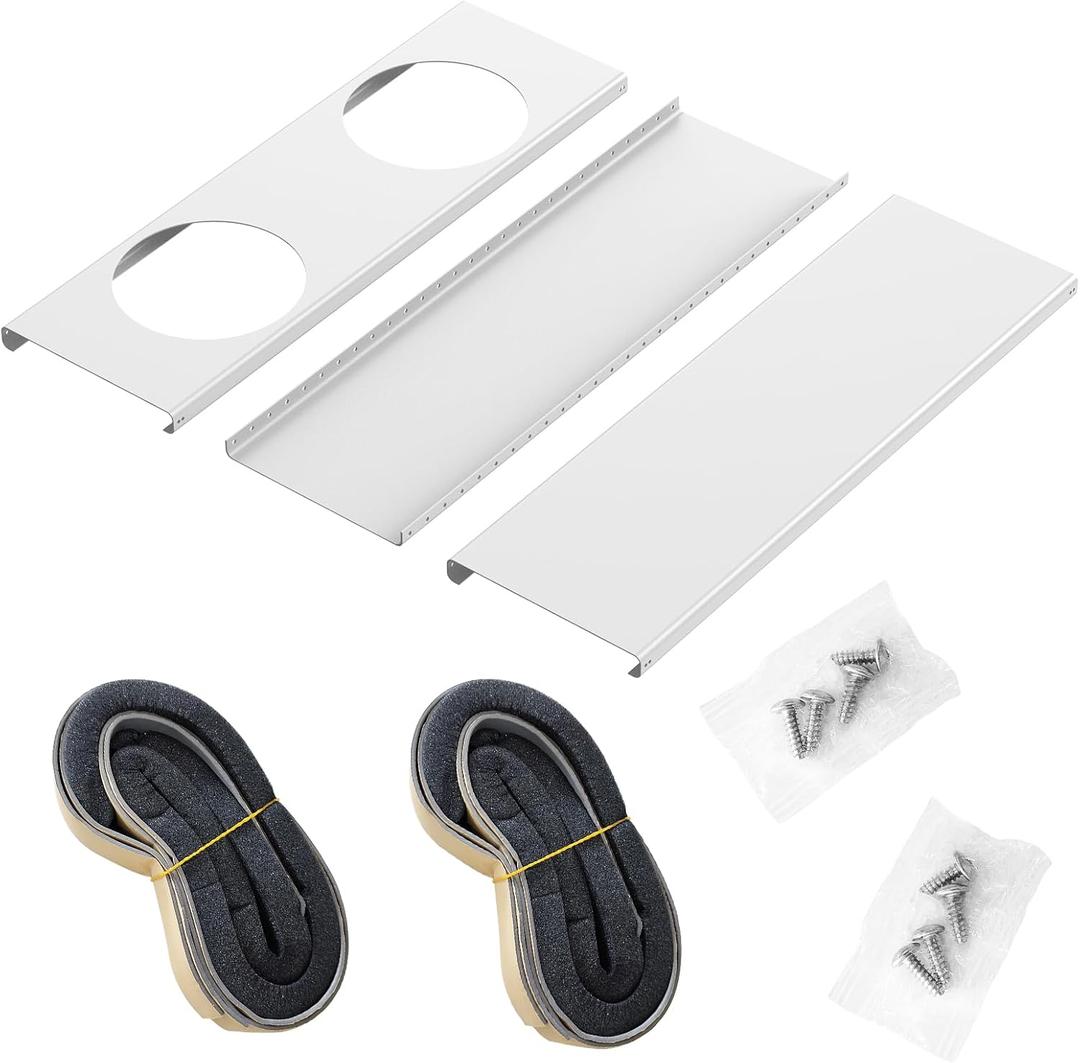 3-Pack 20-Inch Window Brackets Kit with 2 Rolls Foam Seals and 8 Metal Locking Screws, Compatible with Gasbye 2025/2026 Dual Hose Model