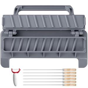 guogiyala Kebab Maker Press with Kebab: Manual Kabob Mould - Skewers Kebab, 8 pcs portable Barbecue Tool(Grey)