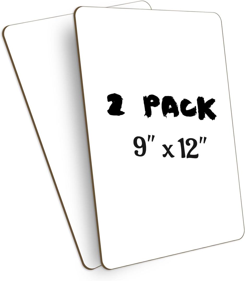 4 x White Board Dry Erase Boards Classroom Pack Mini White Boards 9" x12 Double Sided Personal Whiteboards for Students Teachers School Supplies Lapboards (Set of 2 Boards & Erasers &Pens)
