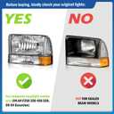 Headlight Assembly W/Bulbs for 1999-2004 Ford Super Duty F250 F350 F450 F550,00-04 Ford Excursion Headlamp Replacement with Bumper Signal Corner Light (NOT FOR SEALED BEAM MODELS) Pair Set