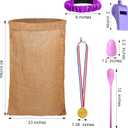 40 Pieces Outdoor Carnival Game Set Includes 6 Potato Sack Race Bags, 6 Egg and Spoon Race Game, 6 Legged Race Bands Egg Hunt Family Gathering Party Favor, 6 Whistles and 10 Medals for The Game